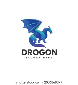 Vector Logo Illustration Dragon Gradient Colorful Style.