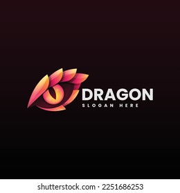 Vector Logo Illustration Dragon Gradient Colorful Style.