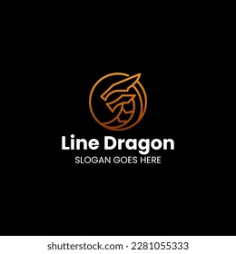 Vector Logo Illustration Dragon Gradient Line Art Style