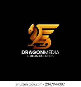 Vector Logo Illustration Dragon Gradient Colorful Style