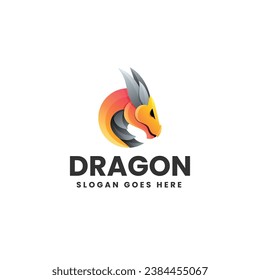 Vector Logo Illustration Dragon Gradient Colorful Style