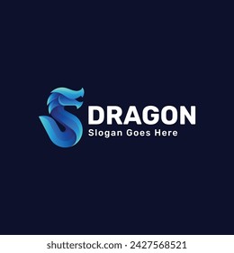 Vector Logo Illustration Dragon Gradient Colorful Style