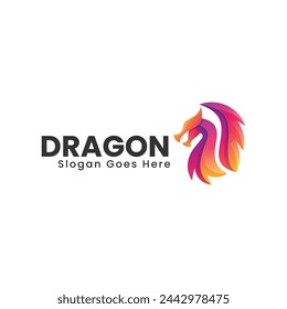 Vector Logo Illustration Dragon Gradient Colorful Style