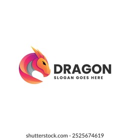 Vector Logo Illustration Dragon Gradient Colorful Style