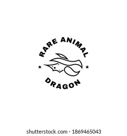 Vector Logo Illustration Dragon Line Art Style.