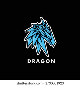 Vector Logo Illustration Dragon Mascot Cartoon Style.