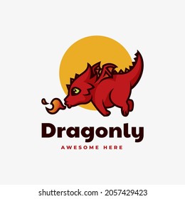 Vector Logo Illustration Dragon Mascot Cartoon Style