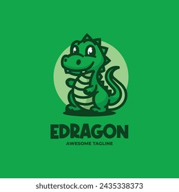 Vector Logo Illustration Dragon Mascot Cartoon Style.