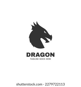 Vector Logo Illustration Dragon Silhouette Style.