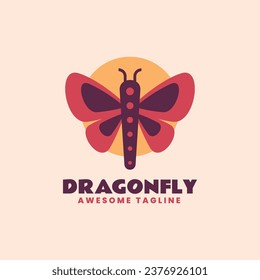 Vector Logo Illustration Dragonfly Flat Minimalist Style.