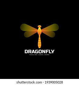 Vector Logo Illustration Dragonfly Gradient Colorful Style.