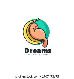 Ilustración Con Logotipo Vector Sueña Un Estilo De Mascota Simple.