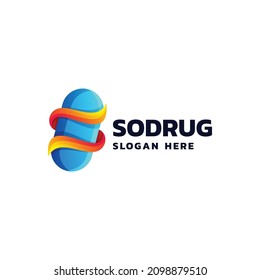 Logo Vector Ilustración Estilo Colorido Gradiente De Medicamentos.