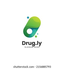 Logo Vector Ilustración Estilo Colorido Gradiente De Medicamentos.