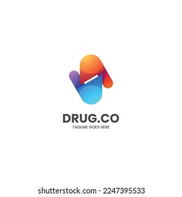Vector Logo Illustration Drug Gradient Colorful Style.