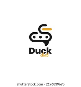 Logo Vector Ilustración Estilo de arte de la línea de chat del pato del pato.