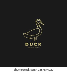 Logo Vector Ilustración Duck Elegante Color Dorado Estilo Lujo