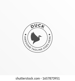 Vektorillustration Logo Illustration Duck Flying Vintage Badge Style