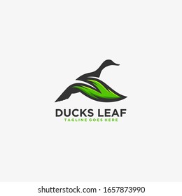 Vector Logo Illustration Duck Flying Line Art Style