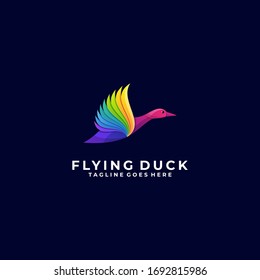 Ilustración del logotipo vectorial Estilo de color gradiente volador.