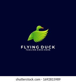 Vektorillustration Logo Illustration Duck Fliegende Farbverlauf-Stil.