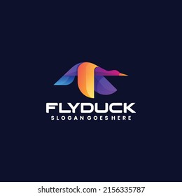 Logo del vector Ilustración Estilo de color gradiente volador pato