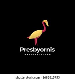 Vector Logo Illustration Duck Gradient Colorful Style.