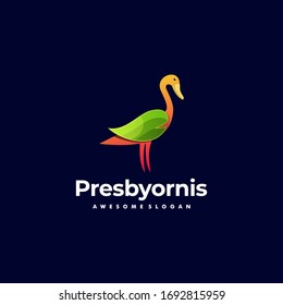 Vector Logo Illustration Duck Gradient Colorful Style.