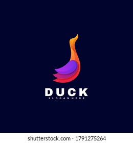 Logo Vector Ilustración Estilo Colorido Gradiente Pato.