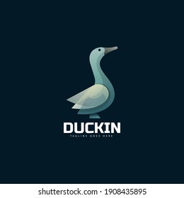 Vector Logo Illustration Duck Gradient Colorful Style.