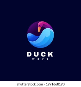 Vector Logo Illustration Duck Gradient Colorful Style.
