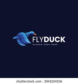 Vector Logo Illustration Duck Gradient Colorful Style.