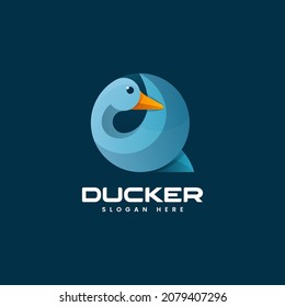 Vector Logo Illustration Duck Gradient Colorful Style.