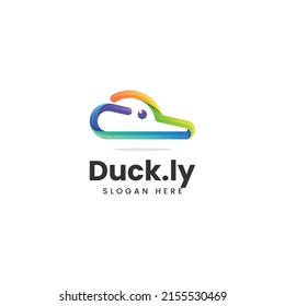 Vector Logo Illustration Duck Gradient Colorful Style.