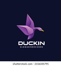 Vector Logo Illustration Duck Gradient Colorful Style