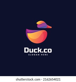 Vector Logo Illustration Duck Gradient Colorful Style.
