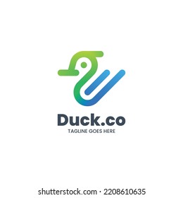 Vector Logo Illustration Duck Gradient Colorful Style