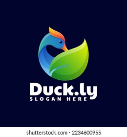 Vector Logo Illustration Duck Gradient Colorful Style.