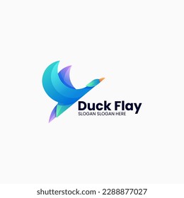 Vector Logo Illustration Duck Gradient Colorful Style