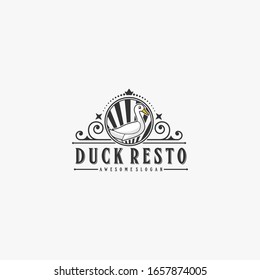 Logotipo vectorial Ilustración Restaurante Duck Estilo distintivo vintage
