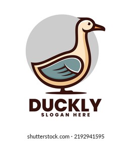 Vector Logo Illustration Duck Simple Mascot Style.