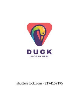 Vector Logo Illustration Duck Simple Mascot Style.