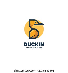 Vector Logo Illustration Duck Simple Mascot Style.