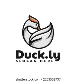 Vector Logo Illustration Duck Simple Mascot Style.