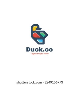 Vector Logo Illustration Duck Simple Mascot Style.