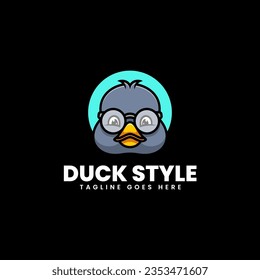 Vector Logo Illustration Duck Style Mascot Cartoon Style.