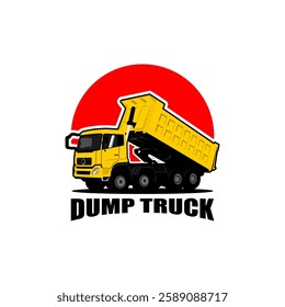 vector logo illustration dump truck