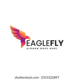 Vector Logo Illustration Eagle Fly Gradient Colorful Style