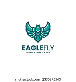 Vector Logo Illustration Eagle Fly Simple Mascot Style.