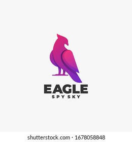 Vector Logo Illustration Eagle Gradient Colorful Style.
